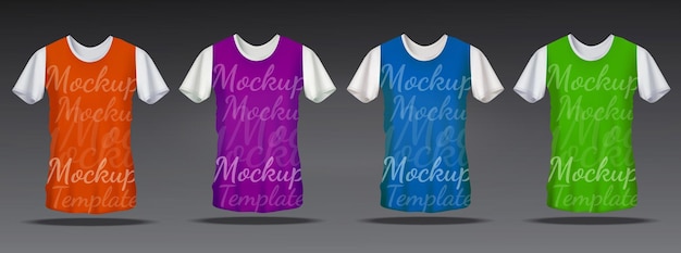 Vettore t-shirt set design concept in diversi colori con mockup