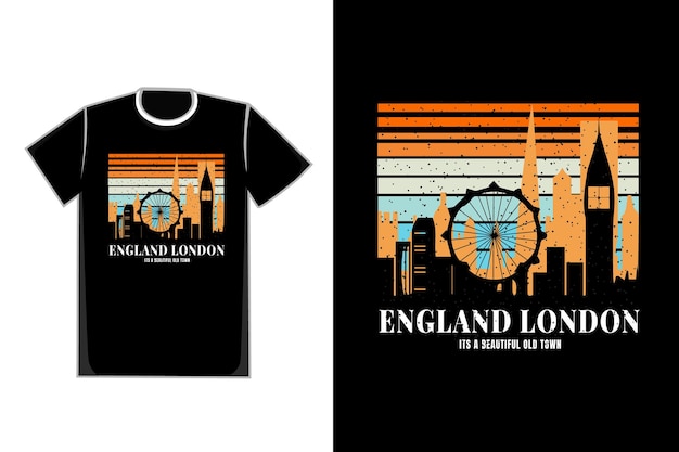 T-shirt silhouette inghilterra london town stile retrò