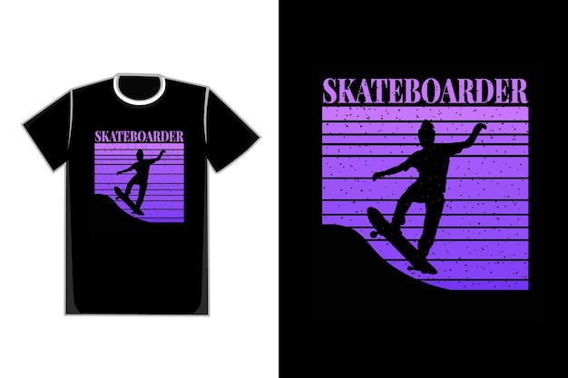 T-shirt silhouette skateboarder colore viola