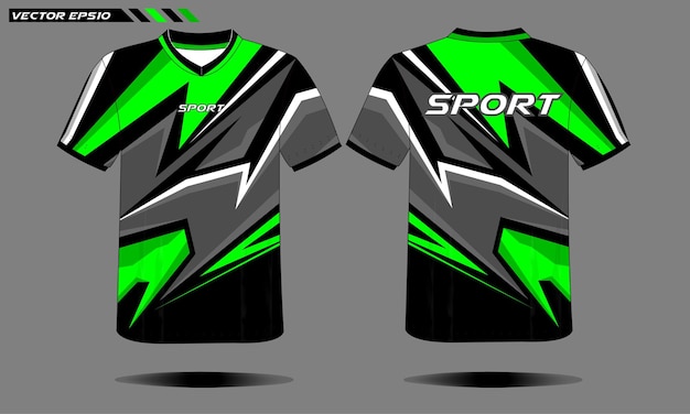 T-shirt sjabloon race jersey ontwerp groene kleur voetbaltrui