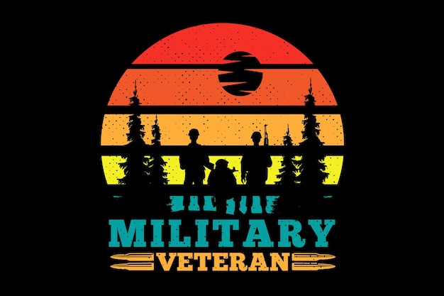 T-shirt soldaat amerikaanse veteraan militair retro vintage illustratie