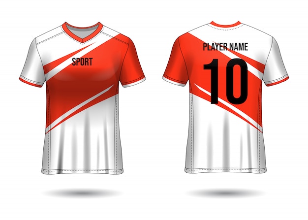 T-shirt sport design. mockup di maglia da calcio per squadra di calcio. vista anteriore e posteriore uniforme. progettazione del modello. modello jersey realistico