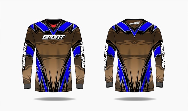 T 셔츠 스포츠 디자인 템플릿, 긴 소매 템플릿 유니폼 전면 및 후면보기.