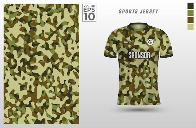 Vector t shirt sport design template with abstract army camouflage pattern for soccer jersey