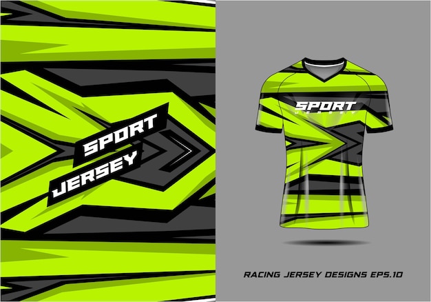 T-shirt sport groen ontwerp voor race jersey fietsen voetbal gaming Premium Vector