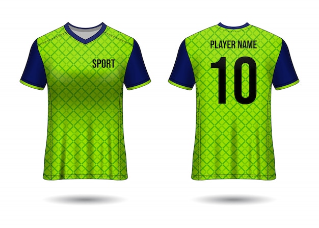 T-shirt sport ontwerp. Voetbalshirt voor voetbalclub. uniform voor- en achteraanzicht.