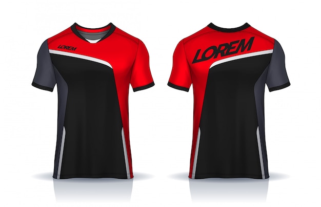 T-shirt sport ontwerpsjabloon, uniform voor- en achteraanzicht.