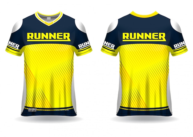 T-shirt sport  template  for running jersey, sport uniform in front view and back view