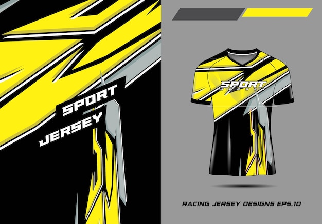 T-shirt sportontwerp voor racen jersey wielrennen voetbal gaming premium 3d zwart geel Vector