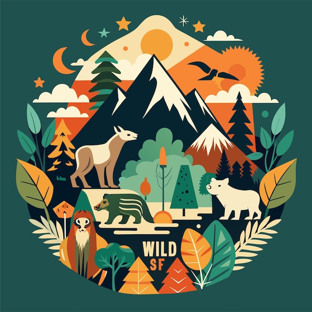 T-shirt sticker van Wild and Free Channel je innerlijke avonturier met een ontwerp met majestueuze