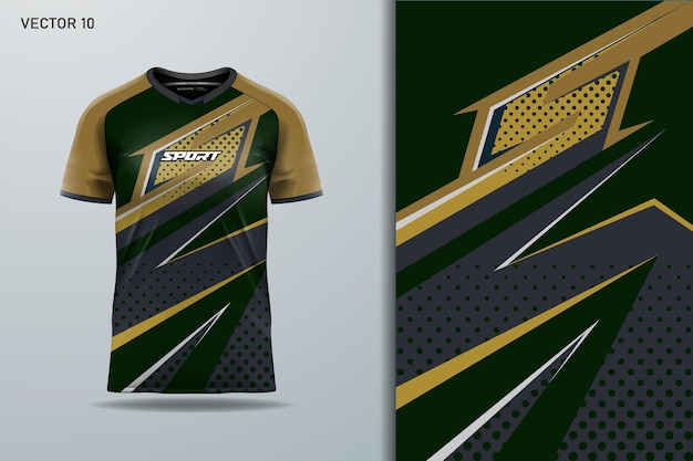Vettore t-shirt a strisce design di maglietta sportiva per calcio corsa esports colore oro