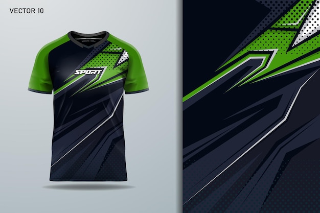 Vettore t-shirt a strisce design di maglietta sportiva per calcio corsa esports colore verde