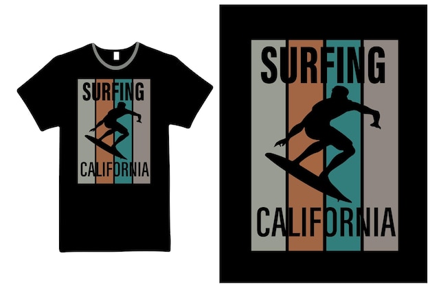 Vector t shirt surfing california