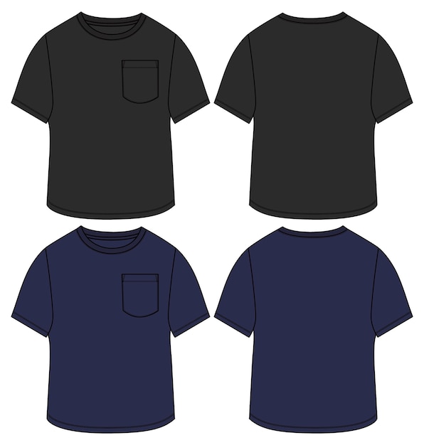 Vector t shirt technical fashion flat sketch vector illustration template