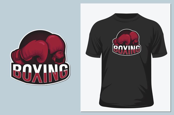 Vector t-shirt template, boxing gloves vector illustration