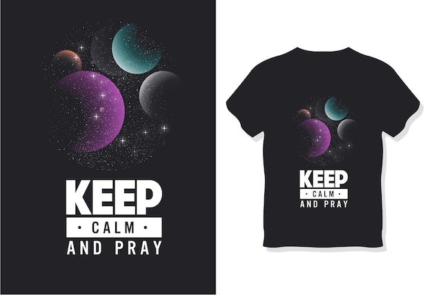 T shirt template dark colorful modern planets decor