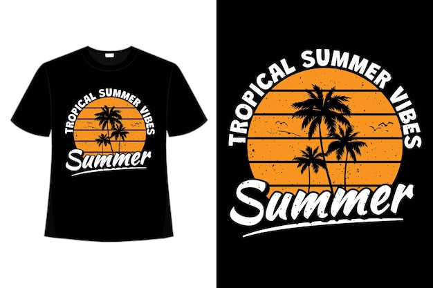 T-shirt tropicale summer vibes palm beach cielo stile vintage retrò