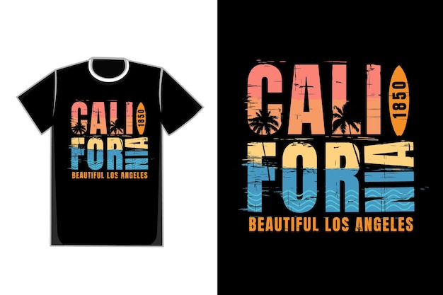 T-shirt typografie californië mooi strand retro stijl