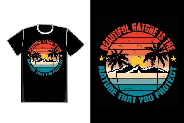 T-shirt typography silhouette mountain nature beach retro vintage style