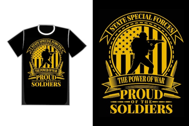 티셔츠 타이포그래피 특수 부대 군인 빈티지 스타일