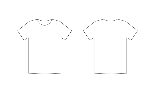 Vector t-shirt unisex vooraanzicht en achteromtrek stijlvolle lichtgewicht kleding met plooien om te sporten