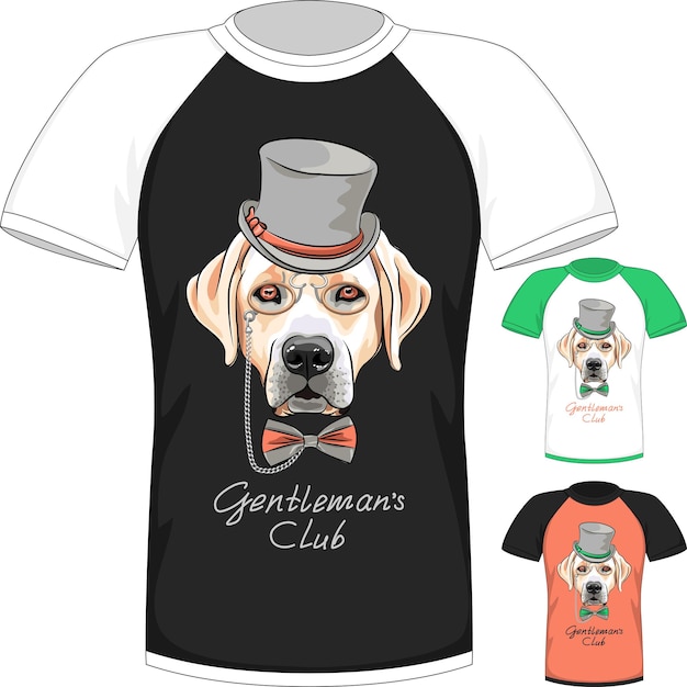 Vector t-shirt with labrador retriever gentleman dog