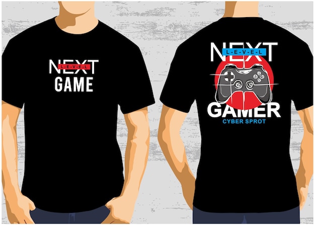 Vector t shirt with next level game typography graphic