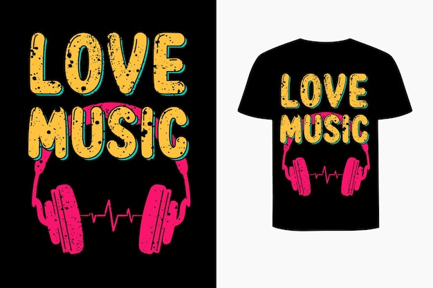 벡터 love music이라는 제목의 티셔츠