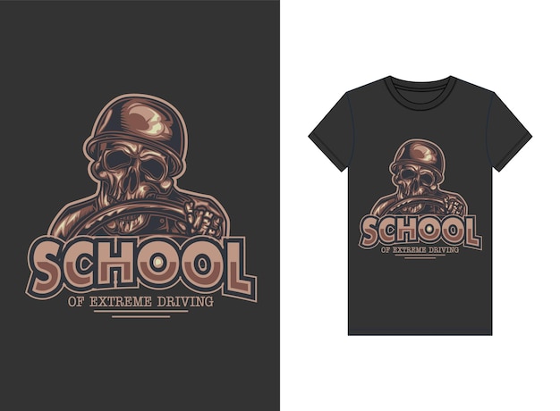'익스트림 드라이빙 스쿨'이라는 제목의 티셔츠