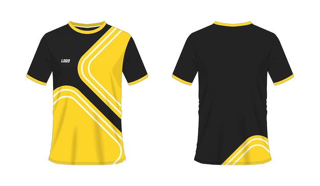 T-shirt yellow and black soccer or football template for team club on white background. Jersey sport