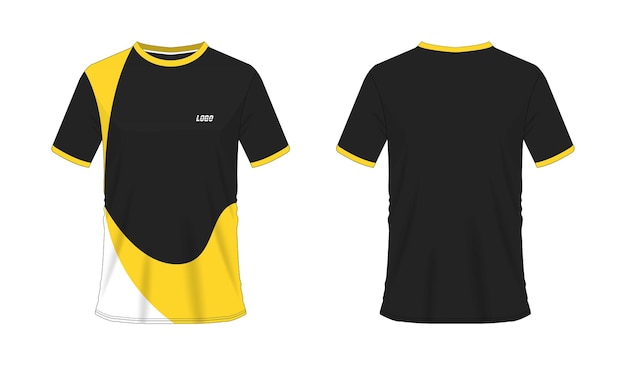 Vector t-shirt yellow and black soccer or football template for team club on white background.