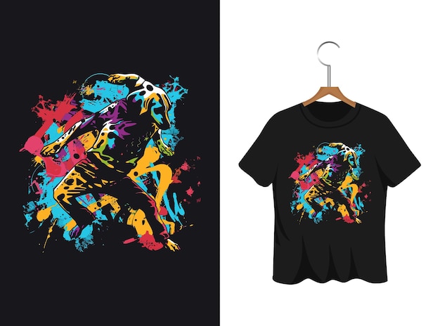T-shirtontwerp kunstwerk van een silhouet van een dansende hond