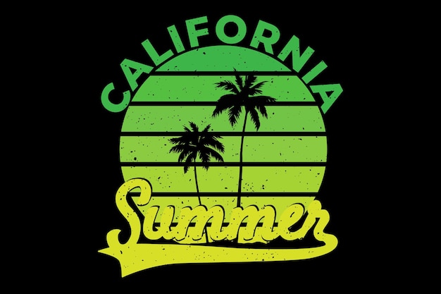 T-shirtontwerp met mooie zomerse gradiënt in californië