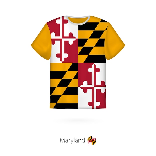 T-shirtontwerp met vlag van maryland amerikaanse staat t-shirt vectorsjabloon