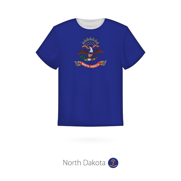 T-shirtontwerp met vlag van Noord-Dakota Amerikaanse staat T-shirt vectorsjabloon