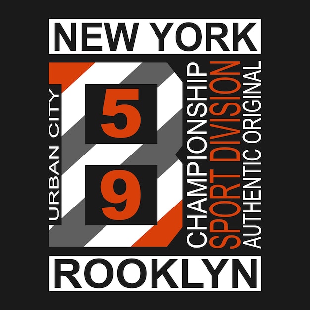 T-shirtontwerp new york brooklyn vector belettering illustratie typografie