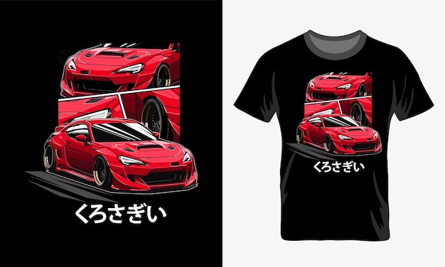 T-shirtontwerp van een illustratie van een Japanse high-performance sportwagen