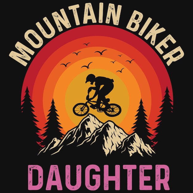 Vector t-shirtontwerp voor mountainbiker-dochter