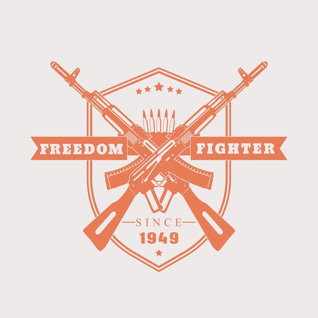 T-shirtontwerp voor vrijheidsstrijders, met gekruiste geweren