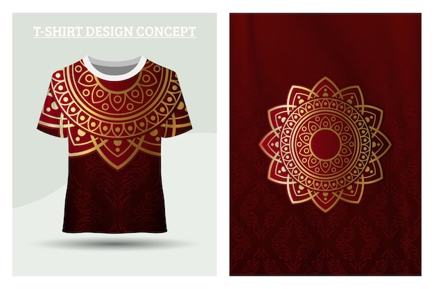 Vector t-shirtontwerpconcept met islamitisch mandala-motief