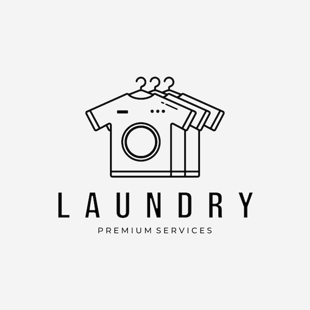 T-shirts logo vector design line art illustration, laundry business, dry and cleaning