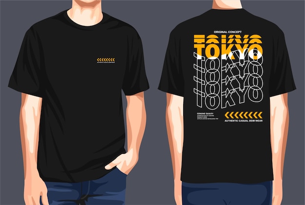 T-shirts met grafische typografie in Tokio
