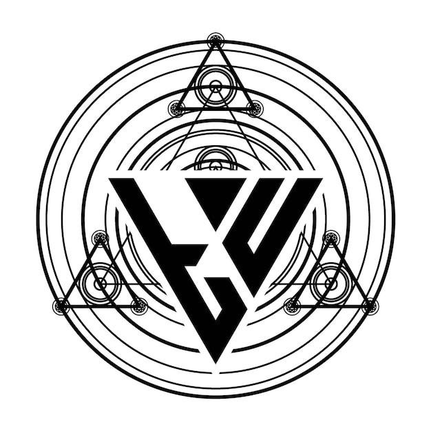 Логотип буквы tu monogram с шаблоном дизайна треугольной формы со священными геометрическими орнаментами