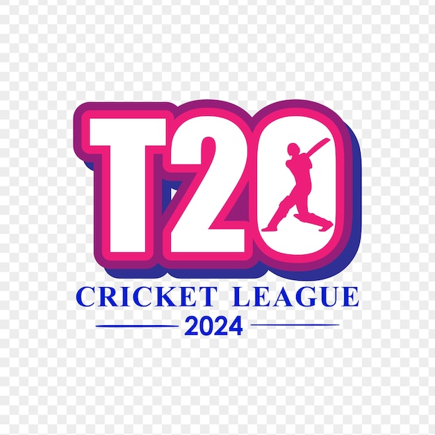 Вектор Крикетная лига t20 2024 типография на прозрачном фоне