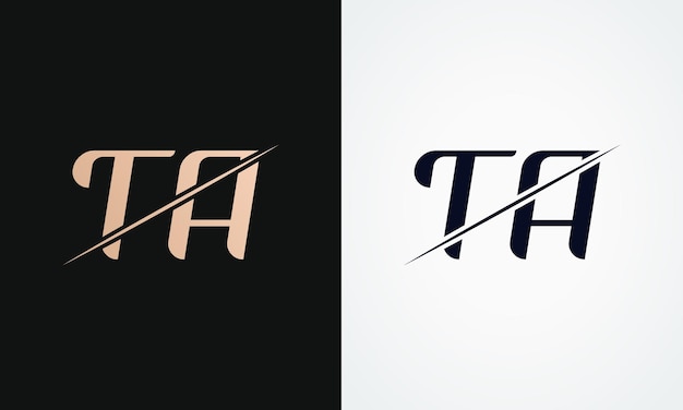 Ta Letter Logo Ontwerp Vector Sjabloon Goud En Zwart Letter Ta Logo Design