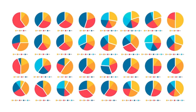 Taart cirkel diagram grote reeks. Vector illustratie. Circulaire infographics voor bedrijfspresentatie