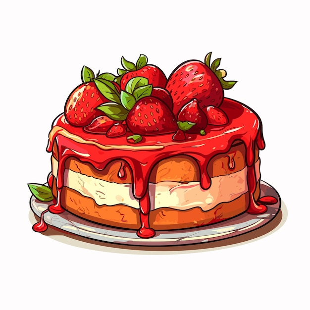 Vector taart met aardbeien