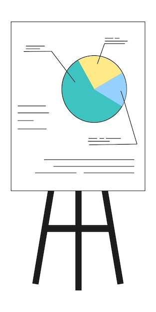 Taartdiagram op flip-overbord. presentatie concept geïsoleerd op een witte achtergrond