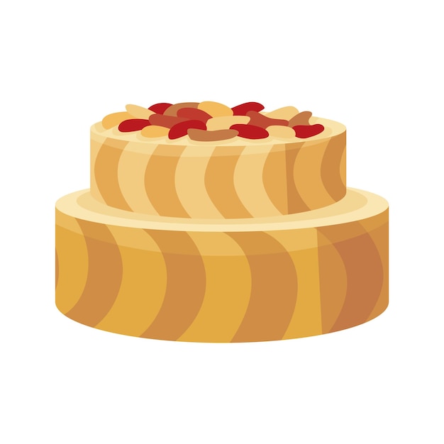 Vector taartpictogram zoet gebakken dessert icing pie voor huwelijksvakantie mooie moderne cake gourmet vieringselement