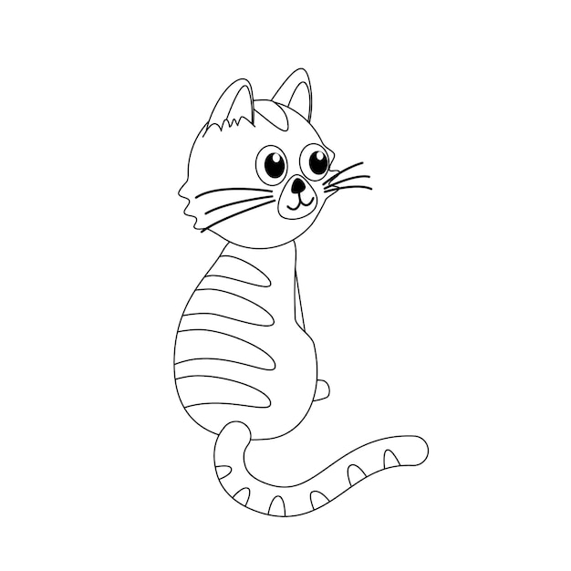 Tabby kitty coloring page black and white cat kitten vector